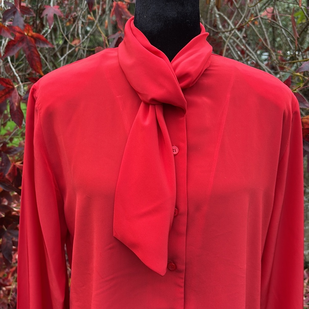 Pendleton Red Blouse With Scarf - image 2
